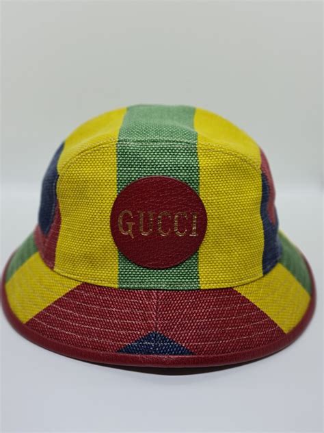 gucci hat stripe down brim|Gucci bucket hat.